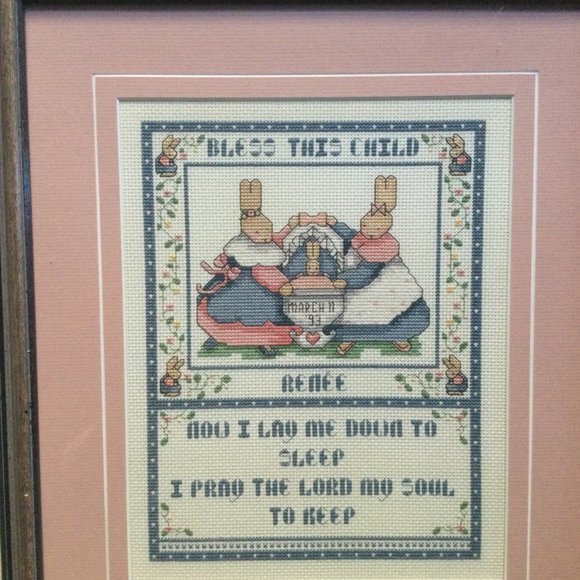 Cross stitch bless this child framed wall decor - Picture 2 of 3